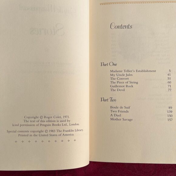 1983 Vintage Book: Stories by Guy de Maupassant, The Franklin Library - Picture 5 of 10